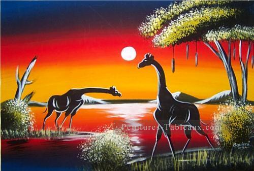  girafes sous la lune Peintures à l'huile
